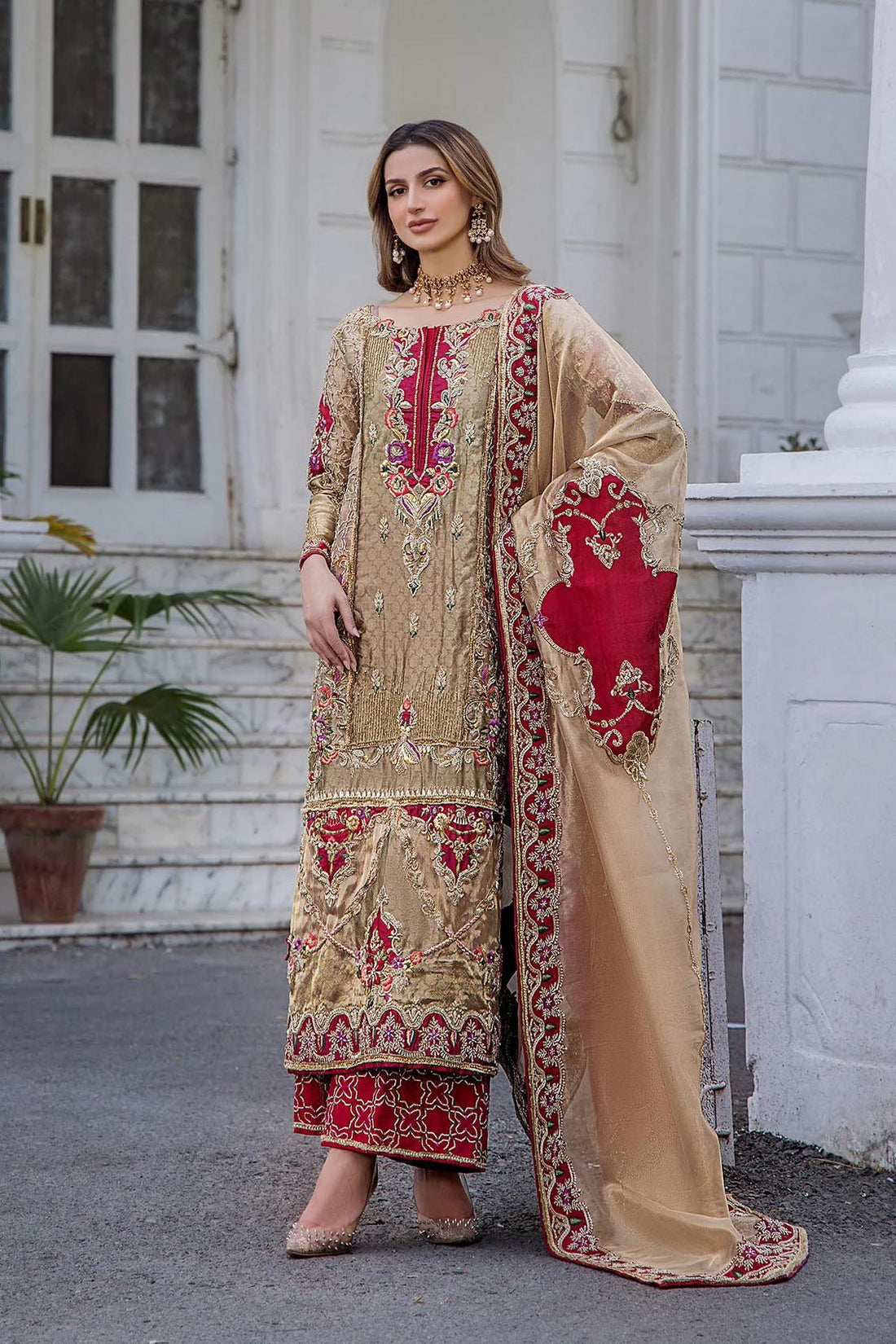 Shazia Kiani-Mehrma || Tassel Silk Fabric || Wedding Dress
