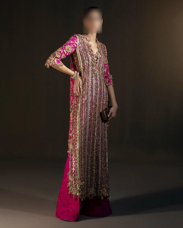 Sana Safinaz || Tassel Silk Fabric ||Organza Dupata Three Piece Complete ||  Wedding Dress