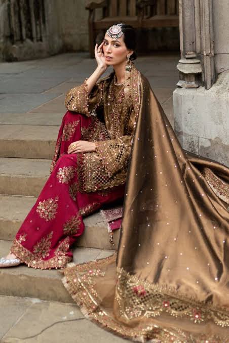 Maria.B Tassel Silk Fabric Wedding Dress Three Piece