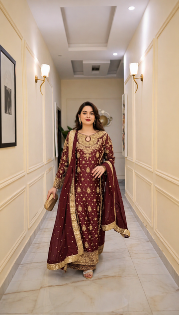 Minal khan - Hussain Rehar || Tassel Silk Fabric || Wedding Dress