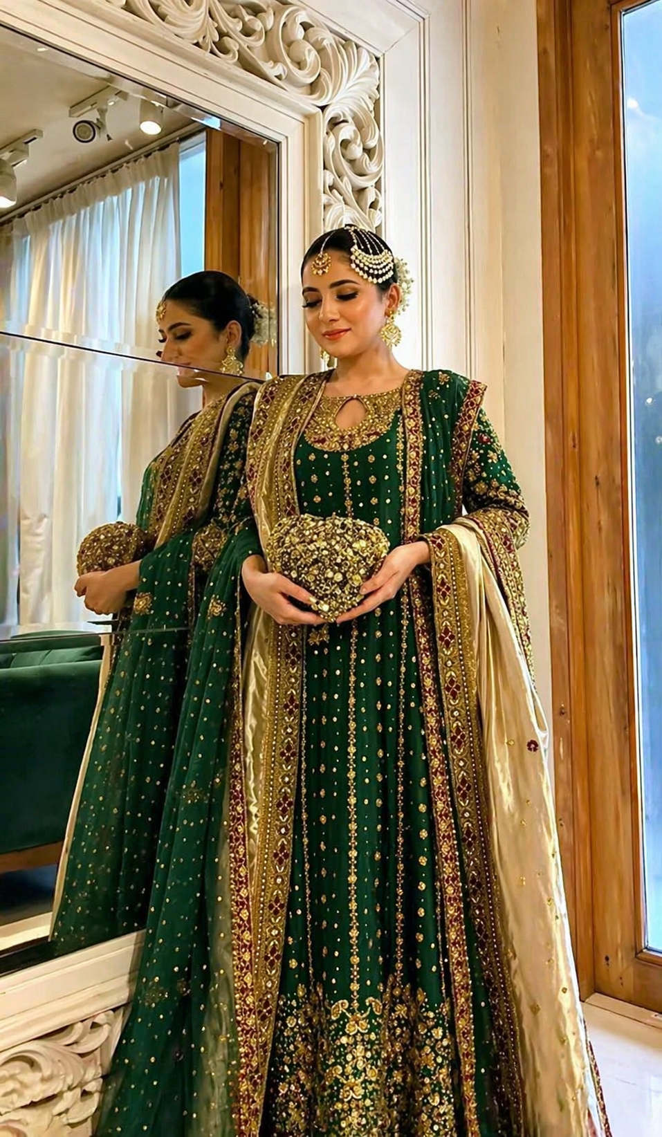 Mehru | Haris Shakeel Raw Silk Fabric Double Dupata Wedding Dress
