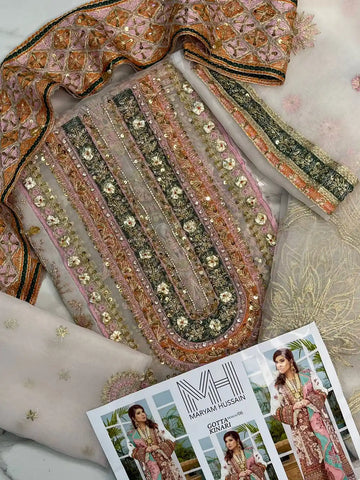 4PC WHITE BRANDED. FANCY SUIT FULLY EMBROIDERED WORK