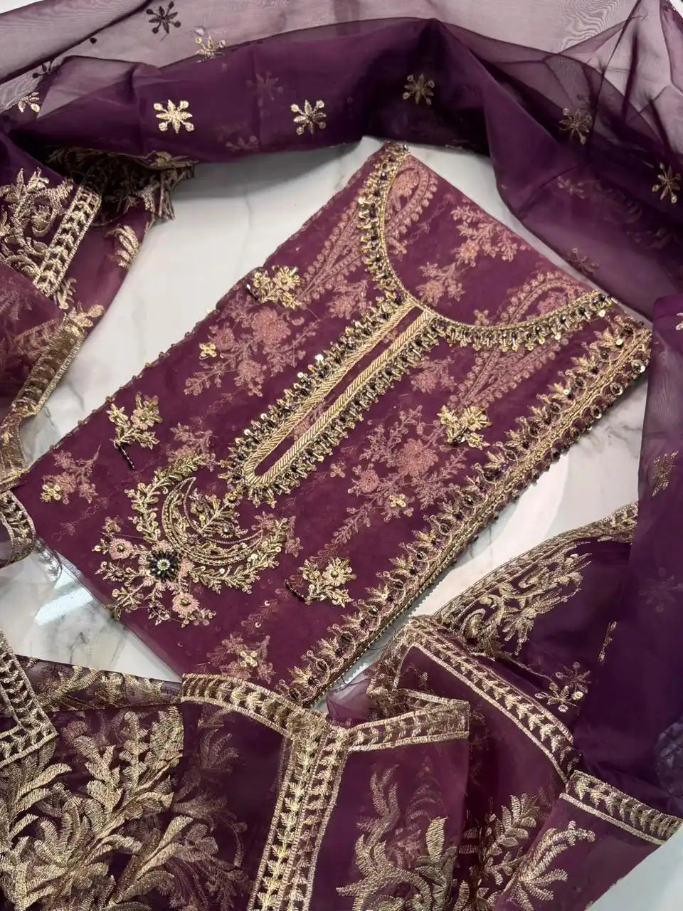 4PC KAASNI FANCY HEAVY EMBROIDERY. WORK