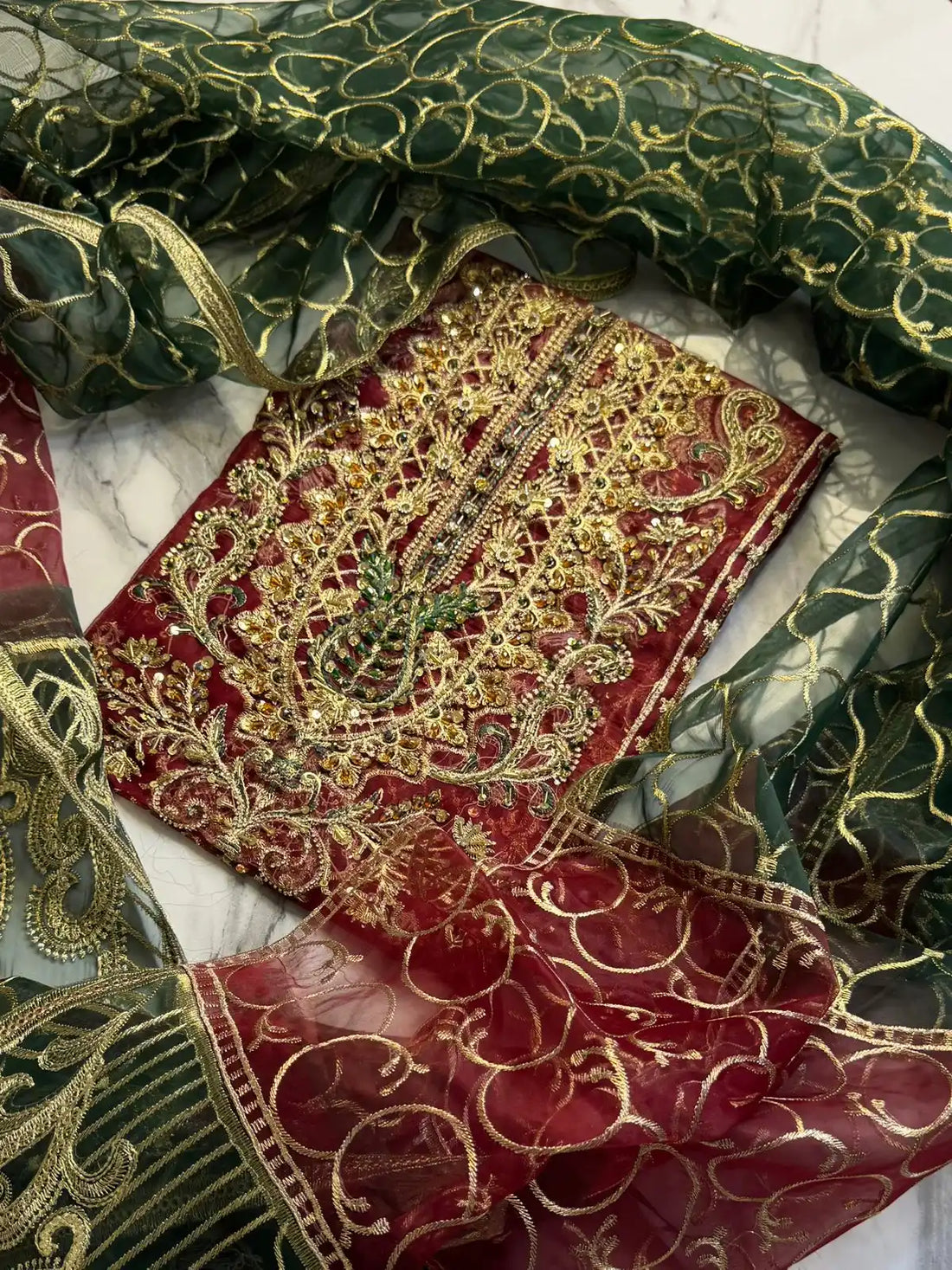 4PC MEHROON FANCY. HEAVY EMBROIDERY WORK