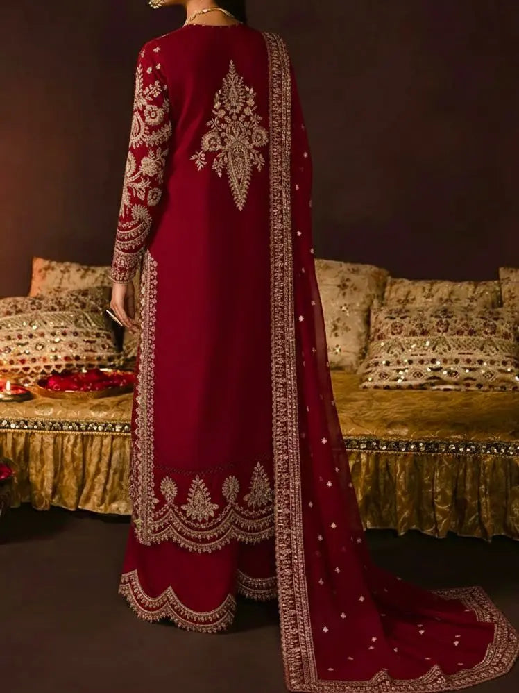 4PC RAW SILK. FANCY SUIT FULLY EMBROIDERED WORK