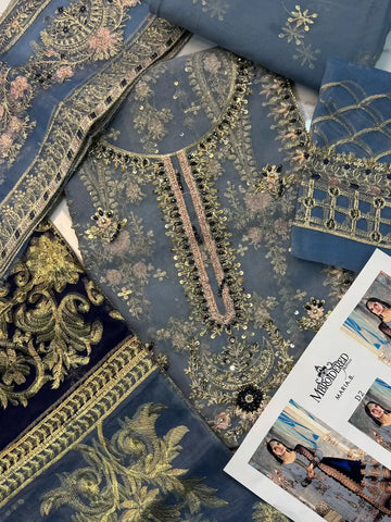 4PC GREY FANCY HEAVY EMBROIDERY.WORK