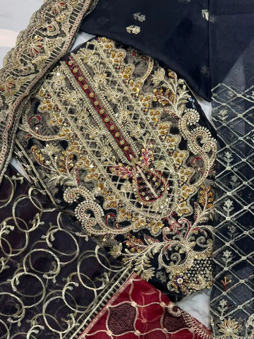 4PC BLACK FANCY. HEAVY EMBROIDERY WORK