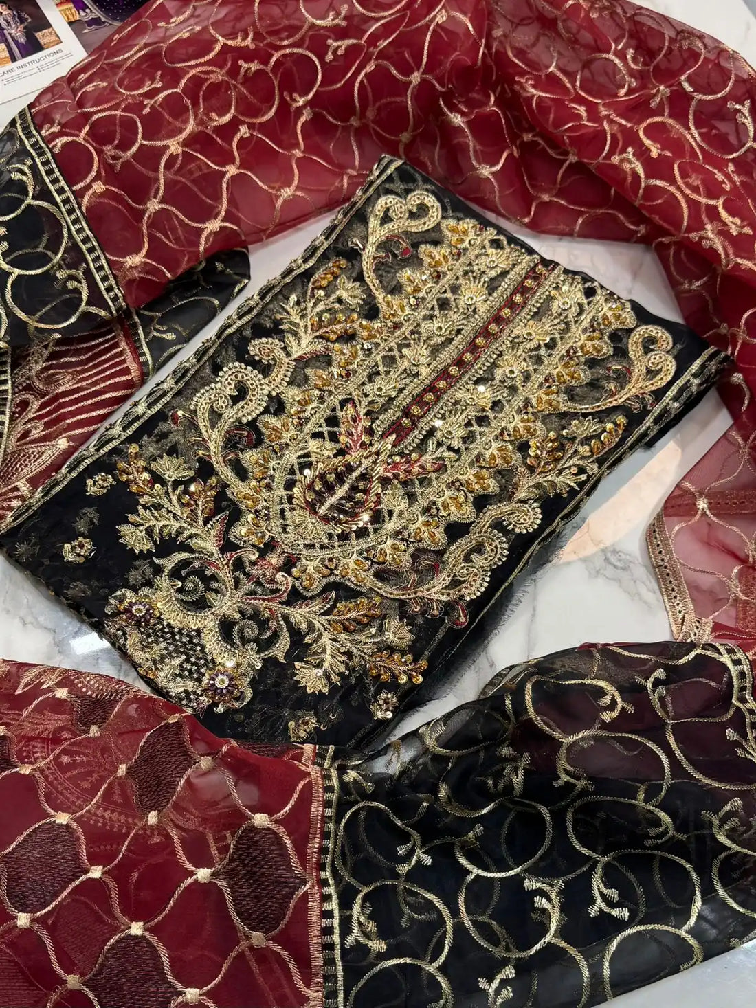 4PC BLACK FANCY. HEAVY EMBROIDERY WORK